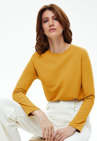 Женская футболка-лонгслив, цвет горчичный
