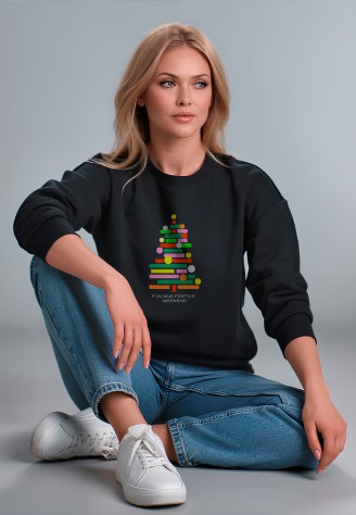 Женский свитшот с принтом Festive, цвет черный