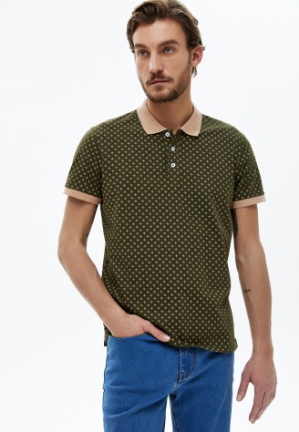 Поло с принтом для мужчины, цвет хаки