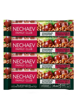 Батончик злаковый «Мюсли-гречка-клюква-чиа», 4 шт.
