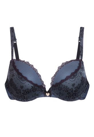 Бюстгальтер пуш-ап «Фэйри тэйл», цвет синий с черным