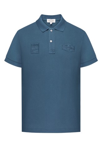 Поло пике с вышивкой для мужчины, цвет серо-голубой