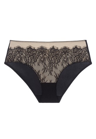 Трусы-слипы с завышенной талией Gracy чёрно-бежевые