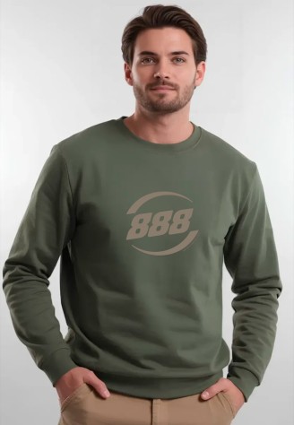 Мужской свитшот-лонгслив с принтом «888», цвет хаки