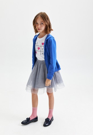 Многослойная юбка для девочки, цвет серый