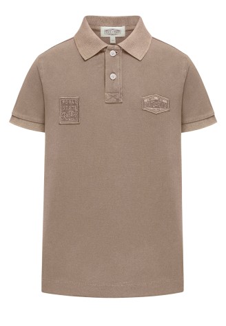 Поло пике с вышивкой для мальчика, цвет бежевый