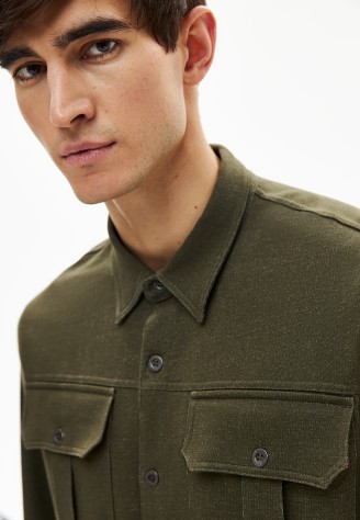 Рубашка из футера для мужчины, цвет хаки