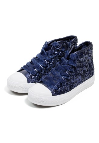 Высокие кеды для девочек Glossy синие