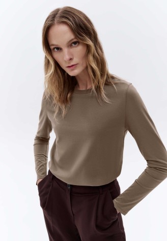 Женская футболка-лонгслив, цвет мокко