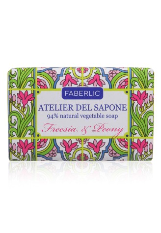 Мыло натуральное кусковое «Фрезия и пион» Atelier del Sapone