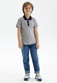 Поло для мальчика, цвет светло-серый меланж