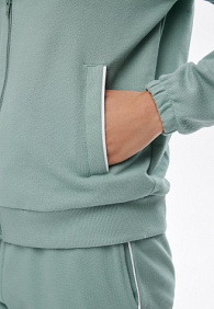 Джемпер из пике на молнии, цвет фисташковый