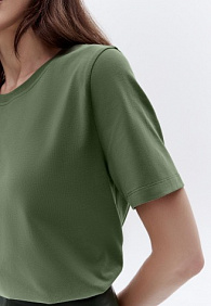 Женская футболка прямого силуэта, цвет хаки