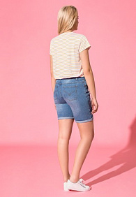 Джинсовые шорты с потертостями, цвет голубой