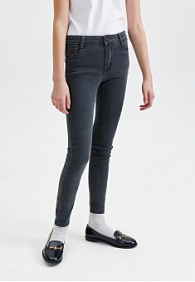 Узкие джинсы для девочки, цвет серый