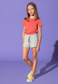Шорты из футера для девочки, цвет светло-серый меланж