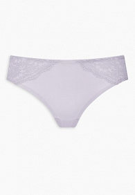 Бесшовные трусы слипы с кружевом, цвет лавандовый
