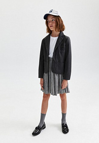 Трикотажный жакет для девочки, цвет темно-серый меланж