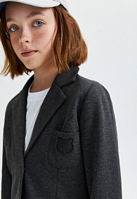 Трикотажный жакет для девочки, цвет темно-серый меланж