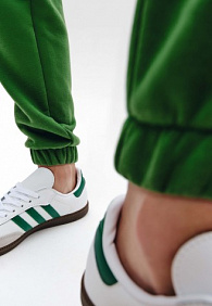 Брюки-джогеры из футера, цвет зеленый