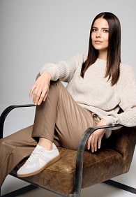 Брюки из экокожи, цвет мокко