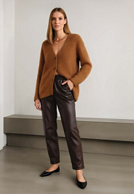 Брюки из экокожи, цвет шоколадный