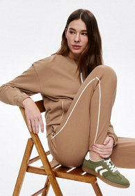 Джемпер из пике на молнии, цвет бежевый