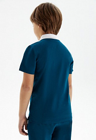 Поло для мальчика, цвет темно-бирюзовый