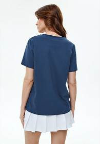 Женская футболка с декором, цвет синий