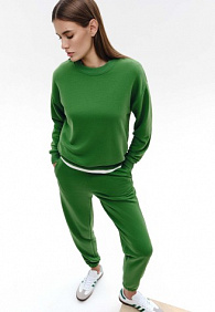 Брюки-джогеры из футера, цвет зеленый