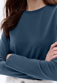 Женская футболка-лонгслив, цвет морской синий