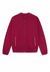 Джемпер из пике на молнии, цвет малиновый