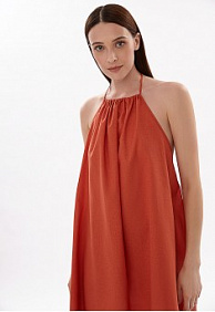 Платье на завязках, цвет терракотовый