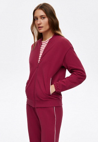 Джемпер из пике на молнии, цвет малиновый