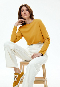 Женская футболка-лонгслив, цвет горчичный