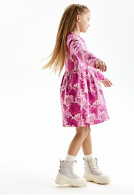 Трикотажное платье с принтом для девочки, цвет розовый