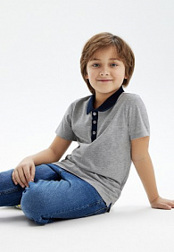 Поло для мальчика, цвет светло-серый меланж