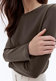 Женская футболка-лонгслив, цвет шоколадный