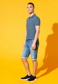 Поло пике для мужчины, цвет серо-голубой