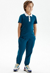 Поло для мальчика, цвет темно-бирюзовый