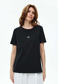 Женская футболка с декором, цвет черный