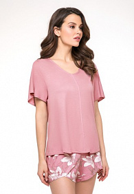 Шорты домашние, розовые с принтом