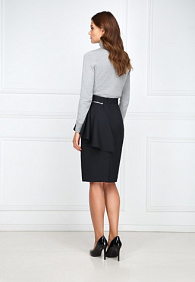 Юбка со съёмной баской, цвет чёрный