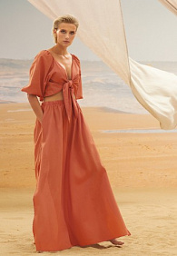 Юбка макси, цвет терракотовый