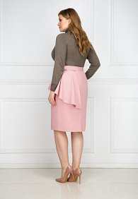 Юбка со съемной баской, цвет пыльно-розовый