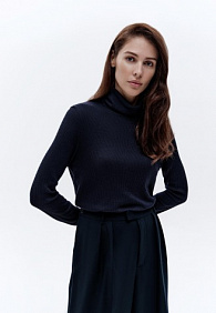 Водолазка из рельефного трикотажа, цвет синий