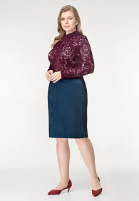 Юбка из жаккарда, цвет темно-синий