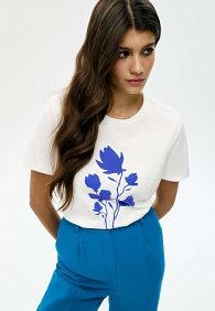 Женская футболка «Цветы», принт «Магнолия»
