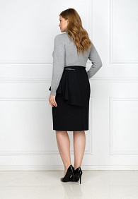 Юбка со съёмной баской, цвет чёрный