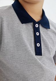 Поло для мальчика, цвет светло-серый меланж